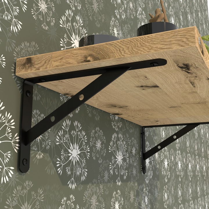 Mocny, czarny wspornik półki 50 cm, podpórka, kątownik do półki