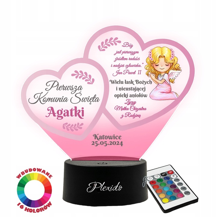Pamiątka Pierwszej Komunii Świętej Lampka Nocna Dla Dziewczynki
