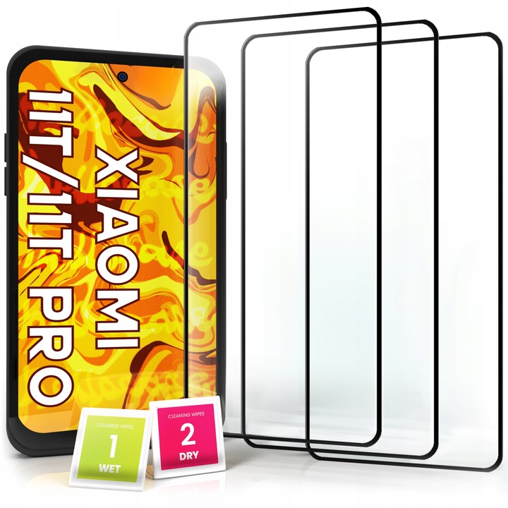 3-pak SZKŁO HARTOWANE DO XIAOMI 11T / 11T PRO na cały ekran 9H ochronne 5D