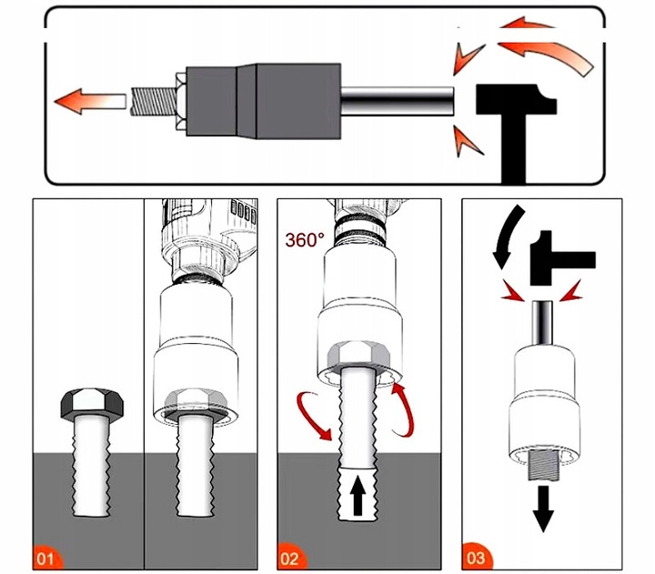 NASADKI DO USZKODZONYCH OBROBIONYCH ZERWANYCH ŚRUB NAKRĘTEK 9-19mm