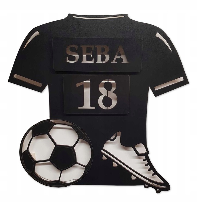 LAMPKA NOCNA LED Piłka Nożna Pilot piłkarska z imieniem numerem koszulka 3D