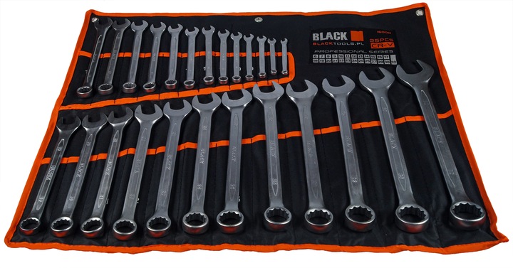 ZESTAW KLUCZY PŁASKO OCZKOWYCH 25 SZT 6-32mm DOUBLE POUCH COLD STEMP