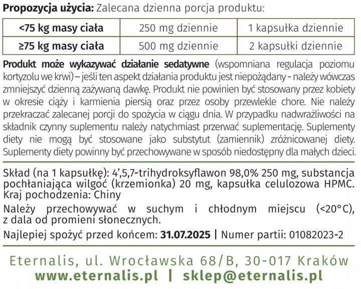 Apigenina Apigenin Apiage Eternalis kapsułki 250mg 60 szt. grejpfrut czerw.