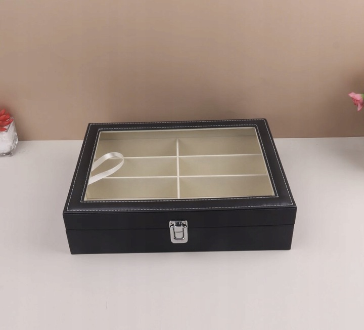 Pudełko na Okulary Etui Organizer na 8 Okularów Elegancka Szkatułka Prezent