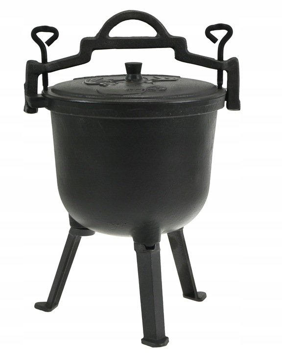 Kociołek Myśliwski 8 L EMALIA Żeliwny GARNEK na OGNISKO Emaliowany