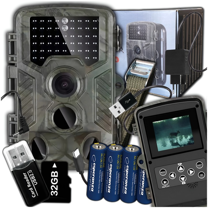 FOTOPUŁAPKA KAMERA MYŚLIWSKA LEŚNA IR 940nm PL MENU KARTA 32GB +