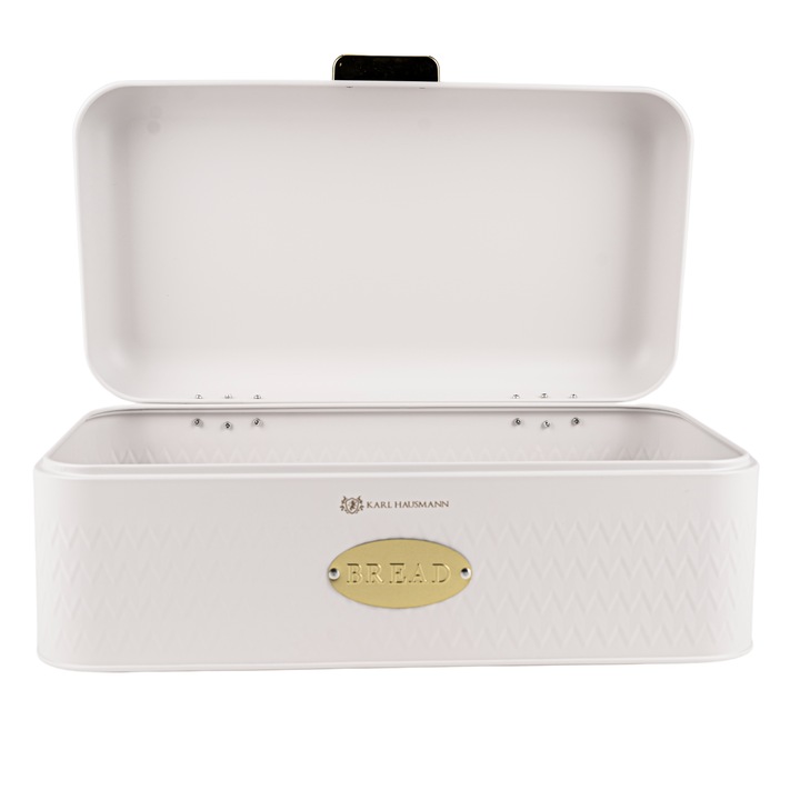 Duży CHLEBAK Pojemnik na Pieczywo Chleb bułki STALOWY Biały Karl