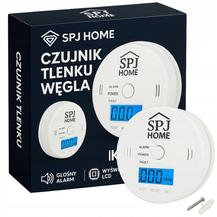 CZUJNIK CZADU DYMU TLENKU WĘGLA LCD DETEKTOR CO LCD WYKRYWACZ