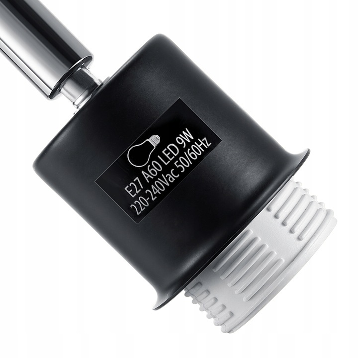 Lampa Podłogowa Łukowa 3000K Regulowana wysokość Czarny klosz E27 9W