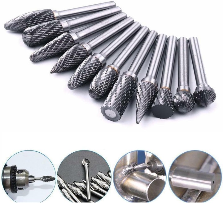 FREZY TRZPIENIOWE DO METALU 10SZT Z WĘGLIK WOLFRAMU Z WĘGLIKA