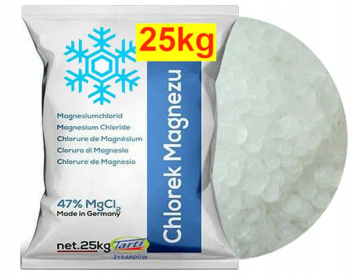 Chlorek MAGNEZU 25 KG Techniczny -35C SÓL DROGOWA ROZMRAŻACZ
