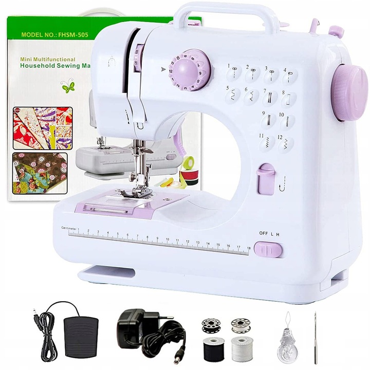 Domowa mini maszyna do szycia 12 ściegów z pedałem