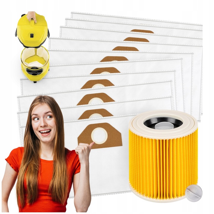 10x WORKI DO ODKURZACZA KARCHER WD3 WD2 SE4001 PLUS KWD V-17 V-15 V12 FILTR