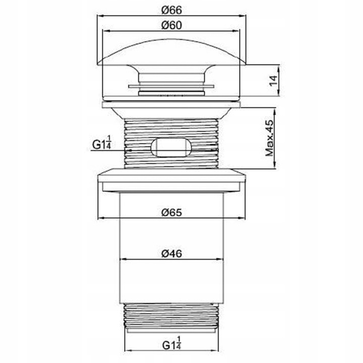 KOREK CLICK -CLACK DO UMYWALKI UNIWERSALNY CERAMICZNY BIAŁY POŁYSK INVENA