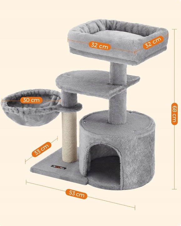 DRAPAK DLA KOTA DOMEK LEGOWISKO SŁUPEK DO DRAPANIA ZABAWKA MYSZKA WIEŻA