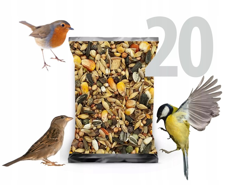 20kg Uniwersalna Karma dla Ptaków Ziarno Pokarm Zimowy Karmnik Champi
