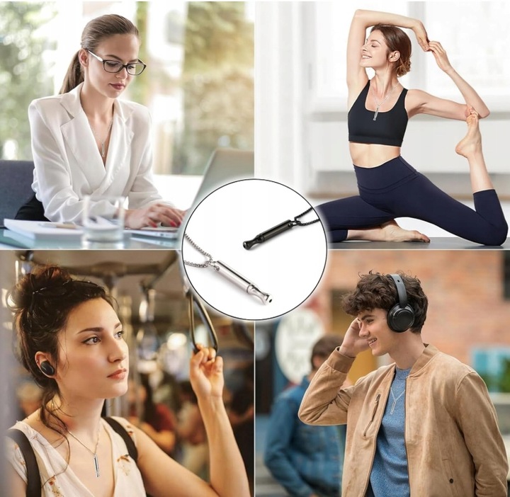 2* Naszyjnik Do Rzucania Palenia Oddechowy Cichy Nie Gwizda STAL