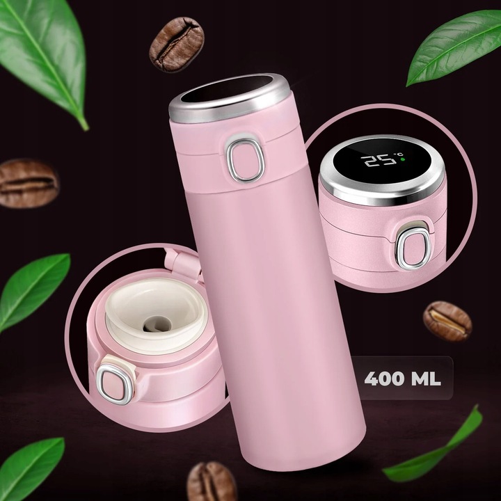 Kubek Termiczny Termos z Ustnikiem Wyświetlaczem Smart LED 400ml + GRATIS