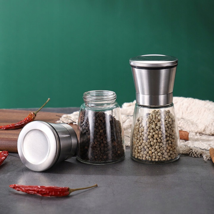 MŁYNEK RĘCZNY do SOLI i PIEPRZU ZESTAW 2szt. SZKLANE MŁYNKI KARL HAUSMANN
