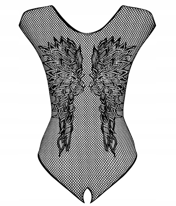 Seksowne Body Damskie z Siateczki z Dziurką Obsessive B112 S/L Czarne