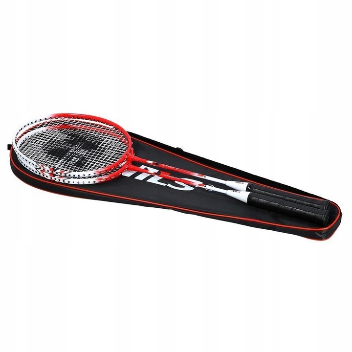 NILS Zestaw 2 Rakiety + 6 Lotek Piórowych Do Gry W Badmintona W Pokrowcu