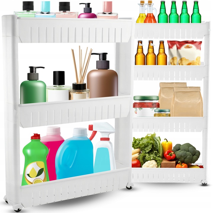 PÓŁKA ŁAZIENKOWA KUCHENNA REGAŁ NA KÓŁKACH MOBILNA 3 PÓŁKI SZAFKA