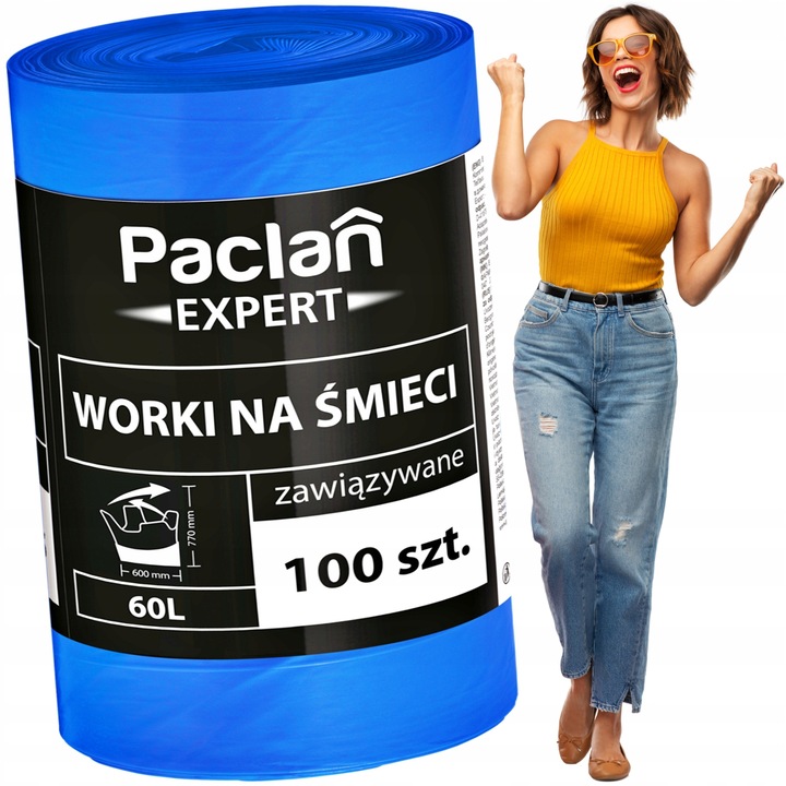 Worki na śmieci uniwersalne Paclan EXPERT 60 L - 600 szt. - 6 rolek x 100