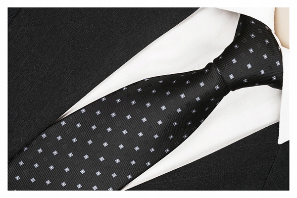 ŻAKARDOWY Krawat Klasyczny w Romby CZARNY rc254