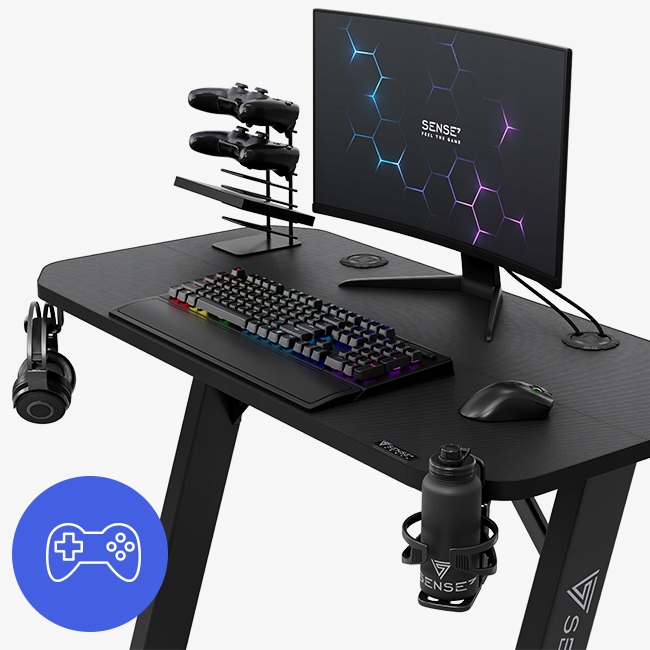 Biurko Gamingowe Komputerowe do komputera + Akcesoria 120x60cm Sense7