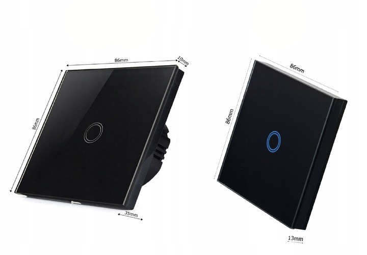 2x Dotykowy Szklany WŁĄCZNIK ŚWIATŁA LED SCHODOWY KRZYŻOWY LED Czarny