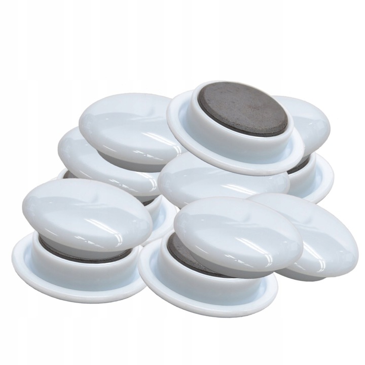 Magnesy na lodówkę do tablic okrągłe MOCNE białe z magnesem 20 mm 40