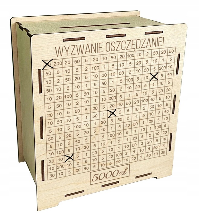 Skarbonka wykreślana wyzwanie tracker oszczędzanie prezent grawer