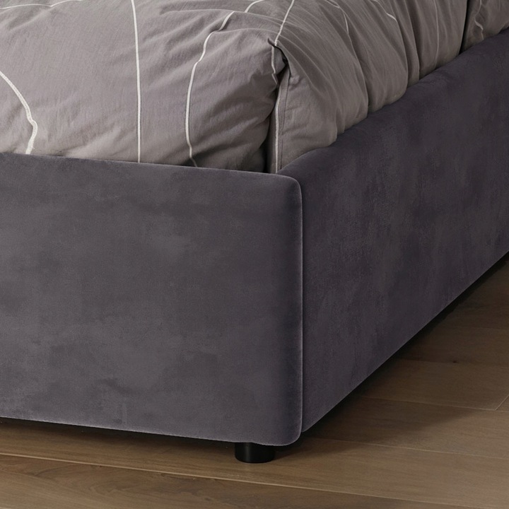 Łóżko tapicerowane 160×200 z pojemnikiem i zagłówkiem Nela szare