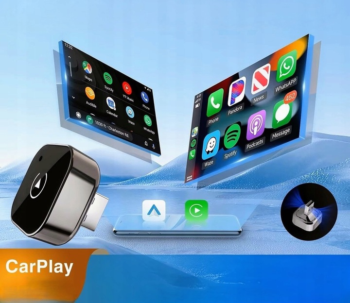 Adapter CarPlay Bezprzewodowy 5GHz Plug&Play iOS/Android Auto
