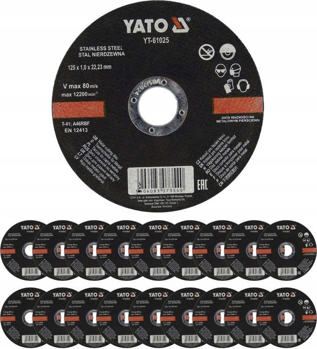 TARCZA DO CIĘCIA METALU 125 mm TARCZE 20 SZT. YATO