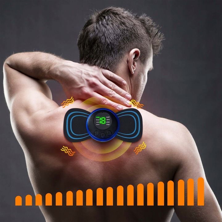 MASAŻER ELEKTROSTYMULATOR SZYI KARKU MIĘŚNI BRZUCHA EMS 8 TRYBÓW USB PILOT