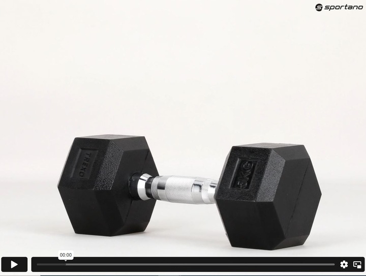 Hantel ogumowany TREXO Hex 5 kg Żeliwny ANTYPOŚLIZGOWY I SOLIDNY DO ĆWICZEŃ