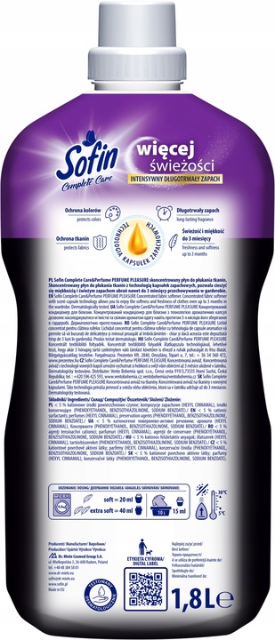 Sofin Płyn do Płukania Tkanin Mix 360pr 1,8l x5szt