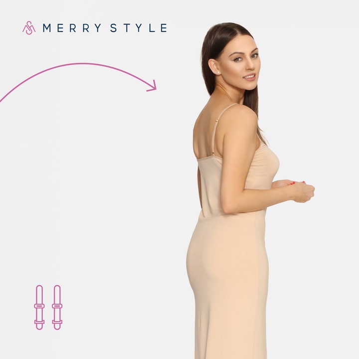 Halka pod sukienkę długa koszula nocna sukienka MS10-402 Beżowy XL