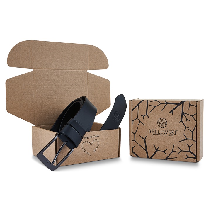 Betlewski Pasek męski skóra naturalna prostokątna klamra trwały 105