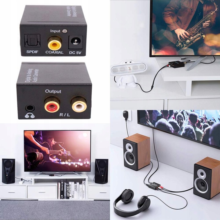 OPTYCZNY KONWERTER COAXIAL TOSLINK/SPDIF RCA 2X CINCH 192KHz ZASILACZ