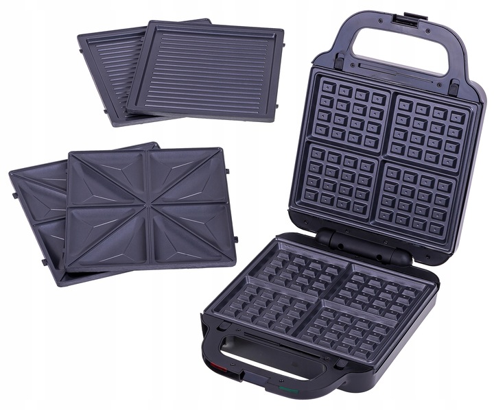 OPIEKACZ GOFROWNICA TOSTER DO KANAPEK GRILL WYMIENNE WKŁADY 3w1 MOC