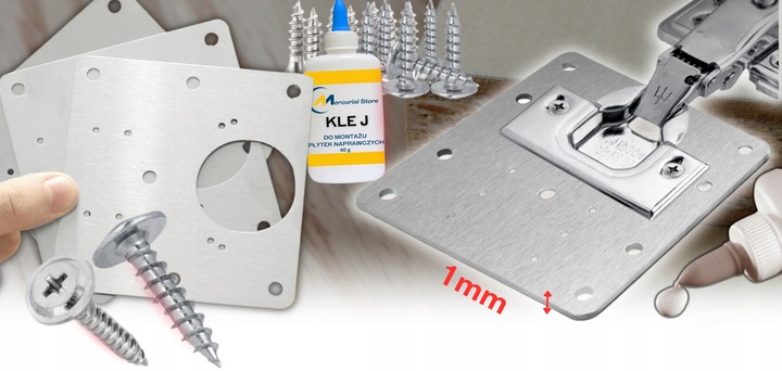 24x ZESTAW NAPRAWCZY ZAWIASU PŁYTKA NAPRAWCZA DO NAPRAWY WYRWANYCH