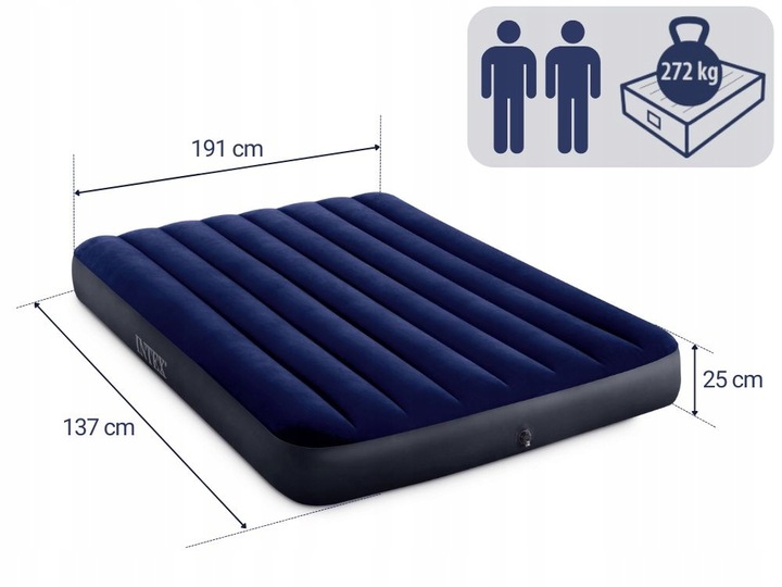 Materac Dmuchany Dwuosobowy Welurowy Łóżko Intex MODEL 2024
