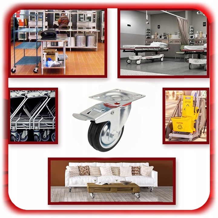 ZESTAW 4 SZT. JEZDNYCH KÓŁEK KÓŁKA 75MM OBROTOWE Z HAMULCEM Skrętne