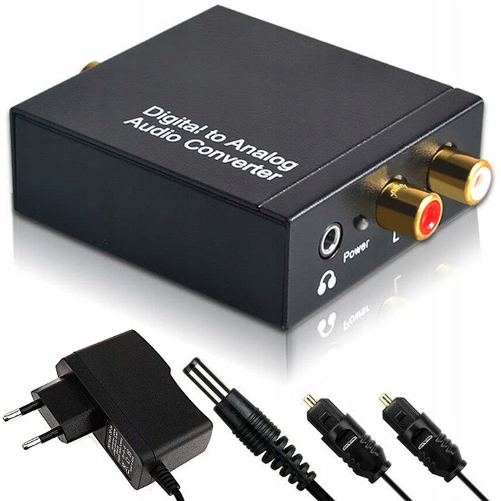 OPTYCZNY KONWERTER COAXIAL TOSLINK/SPDIF RCA 2X CINCH 192KHz ZASILACZ