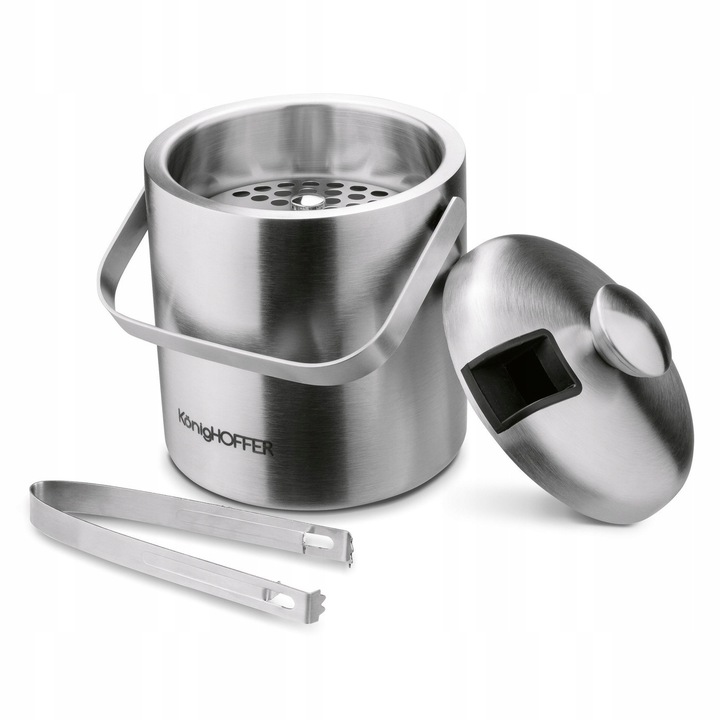 WIADERKO NA LÓD Pojemnik NA KOSTKI LODU z SZCZYPCAMI KonigHOFFER Lugo 1,3 l