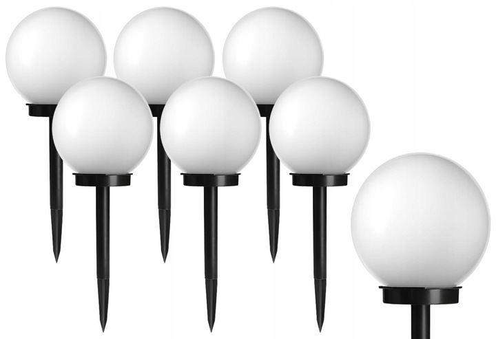 Lampy Solarne Ogrodowe LED Kula Wbijana Słupek Do Ogrodu 10cm Biała