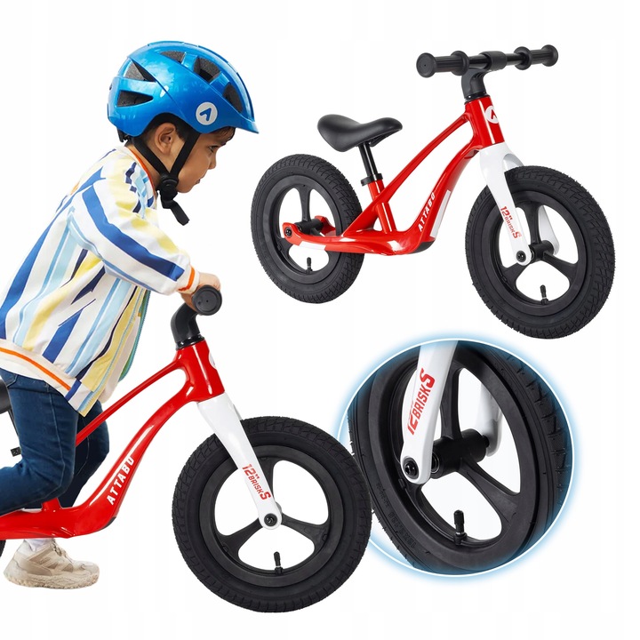 Rowerek biegowy ATTABO Brisk S magnezowy czerwony 12" ultra lekki 3,8 kg