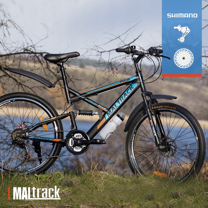 ROWER GÓRSKI MTB SHIMANO Amortyzatory 26'' BIDON BŁOTNIKI 18 BIEGÓW